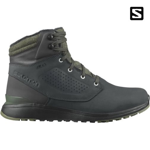 Black / Olive Salomon Utility Winter CS WP Men's Winter Boots | PH 12864M